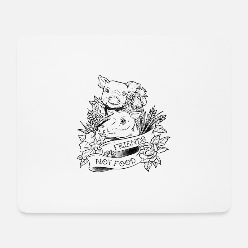 Friends not Food - Mousepad (Querformat) - Weiß
