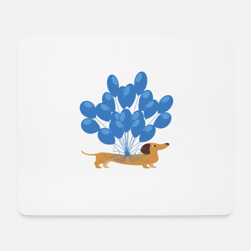 Dackel mit Luftballons - Dackel shirt geschenkidee - Mousepad (Querformat) - Weiß
