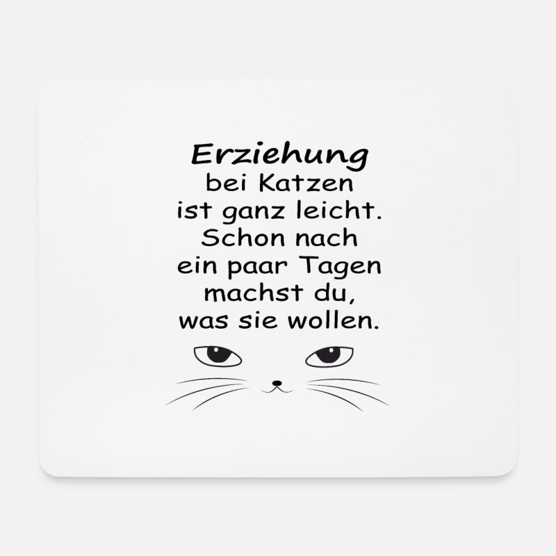 Katzenshirt "Erziehung bei Katzen" - Mousepad (Querformat) - Weiß