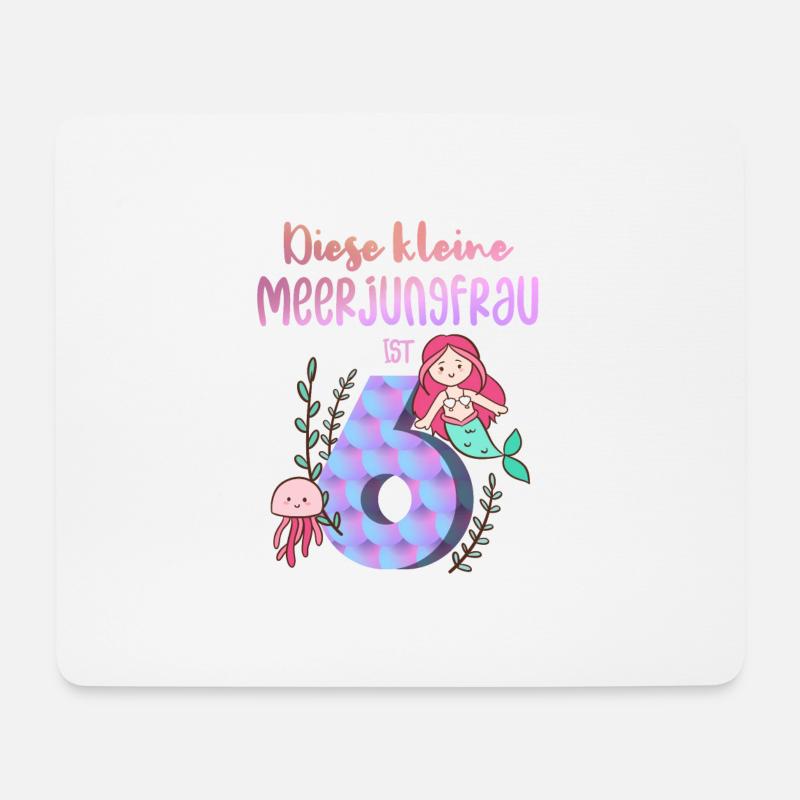 Meerjungfrau Geburtstagsshirt 6 Jahre Mädchen - Mousepad (Querformat) - Weiß