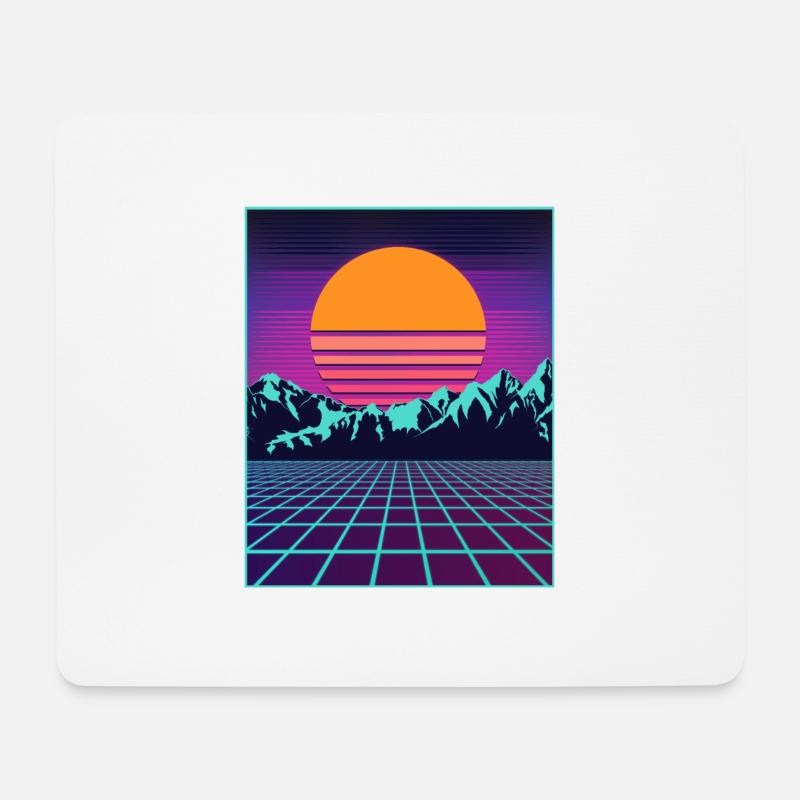 Retro 80er Jahre Aesthetic Vaporwave Outrun Style - Mousepad (Querformat) - Weiß