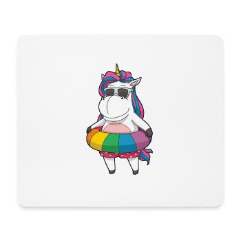 Einhorn ist cool und schwimmt - Mousepad (Querformat) - Weiß - Vorne