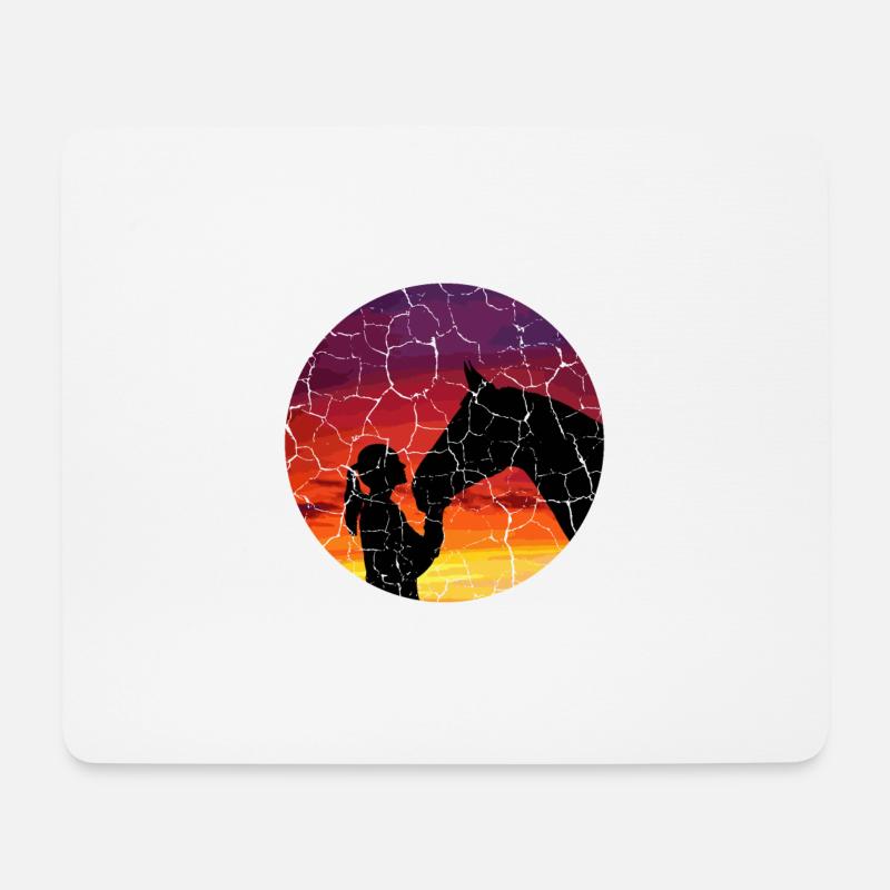Reiten Sunset Hobby Pferde Racer Geschenk - Mousepad (Querformat) - Weiß