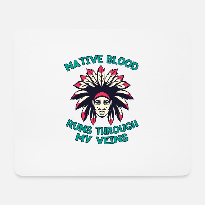 Native Blood Through Veins Indiana Indians - Mouse Pad (horizontal) - white
