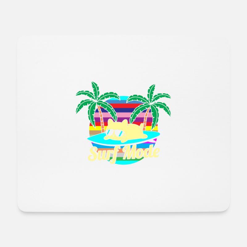 Sommer-Katze surfen - Mousepad (Querformat) - Weiß