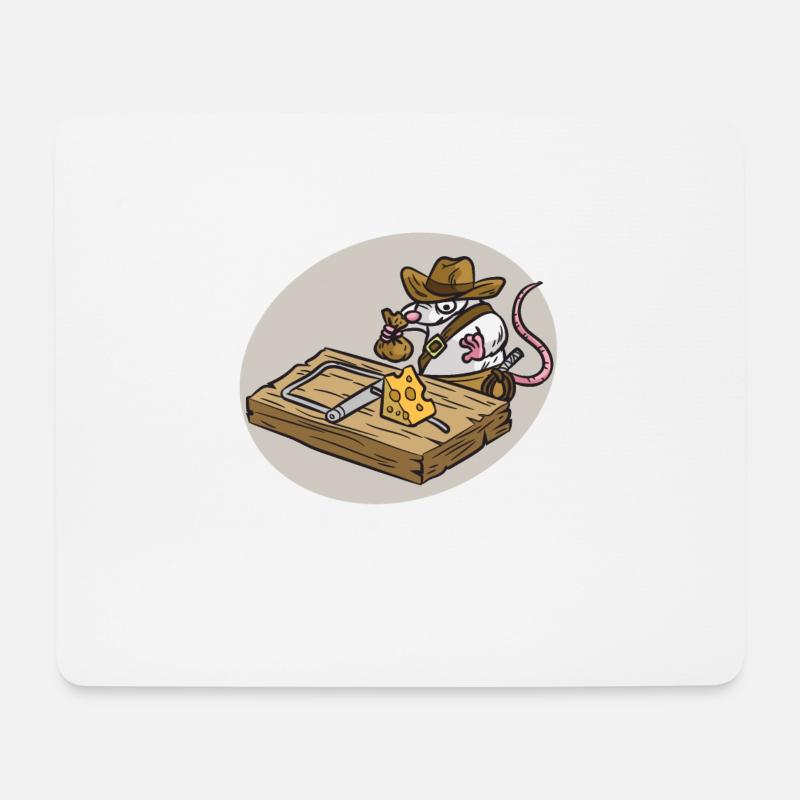INDIANA JONES Mausefalle Käse Kinder Humor - Mousepad (Querformat) - Weiß