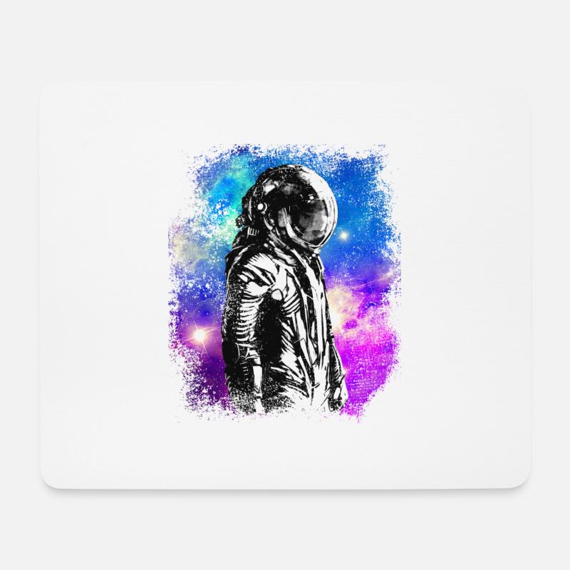 NASA Astronaut Moon Colorful Space Astro Galaxy St - Mousepad (Querformat) - Weiß