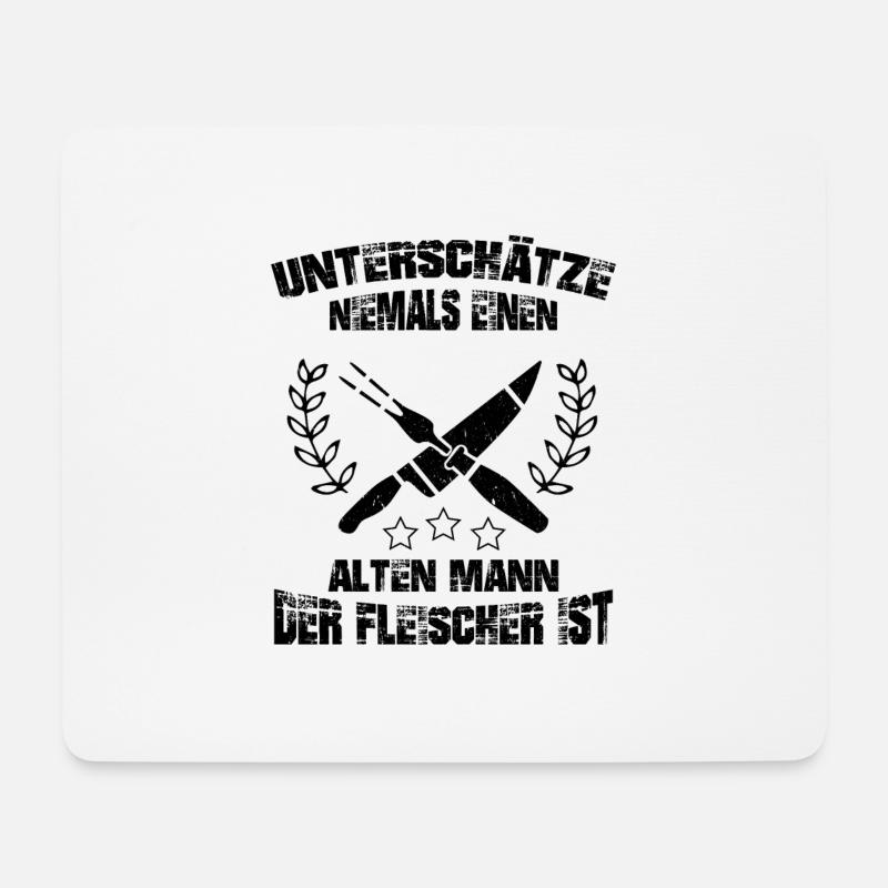 Fleischer Alter Mann Metzgerei Metzger Geschenk - Mousepad (Querformat) - Weiß