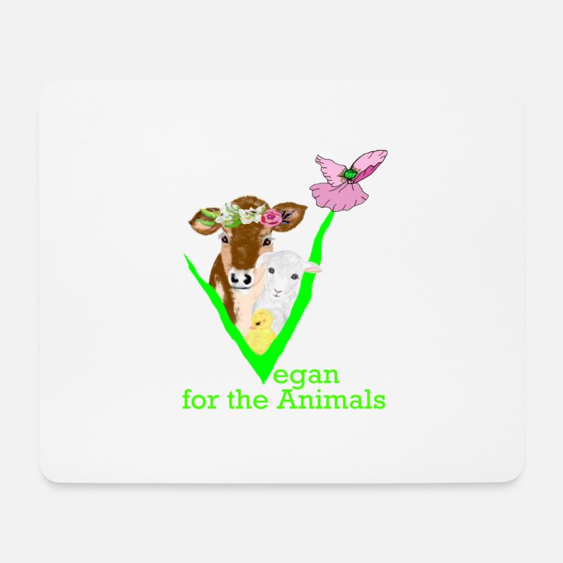 Vegan for the Animals - Mousepad (Querformat) - Weiß