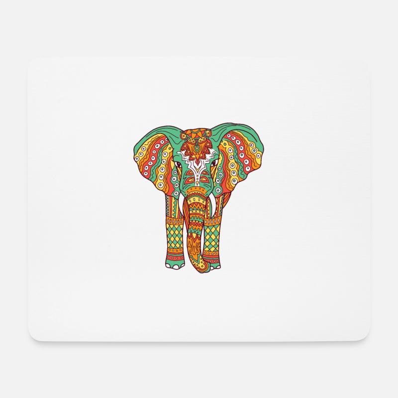 Elefant Yoga Indien Gymnastik Geschenkidee Mandala - Mousepad (Querformat) - Weiß