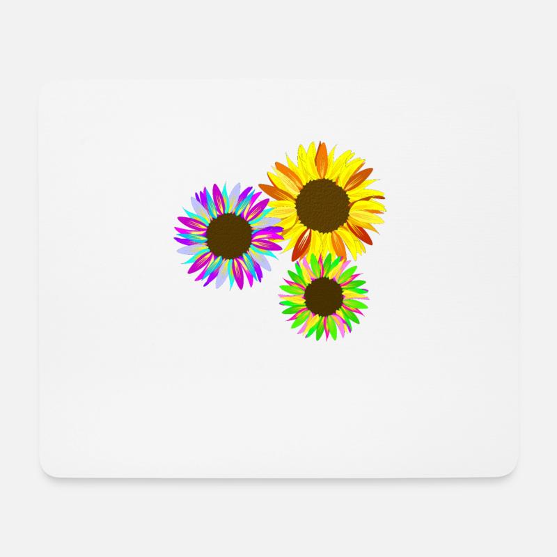 bunter Sonnenblumen Strauß - Mousepad (Querformat) - Weiß