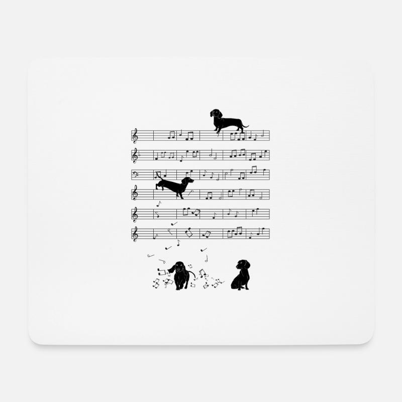 Hund Dackel Musik Noten - Mousepad (Querformat) - Weiß