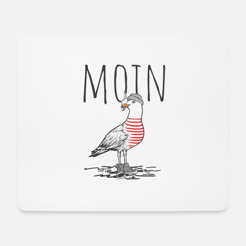 Moin Digga Möwe Vogel See Meer Segeln - Mousepad (Querformat) - Weiß