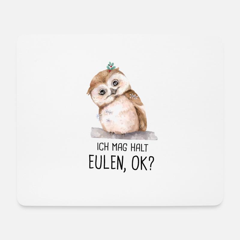 Ich mag halt Eulen ok? - Mousepad (Querformat) - Weiß