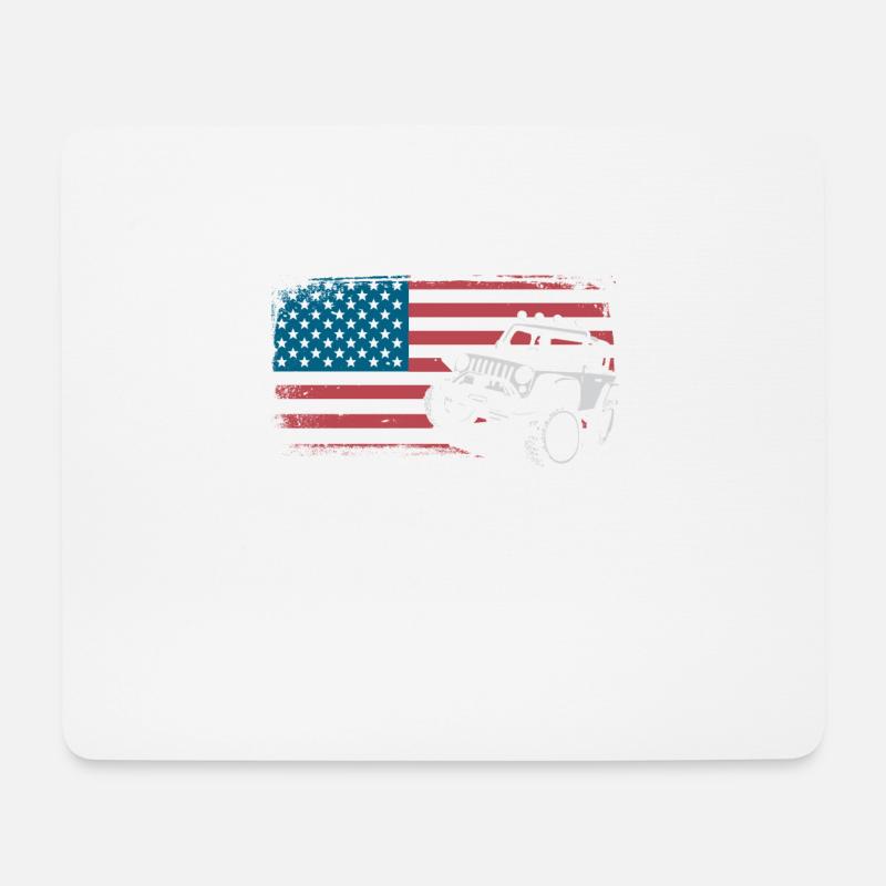 Jeep Auto Gelängewagen USA Amerika Flagge Geschenk - Mousepad (Querformat) - Weiß