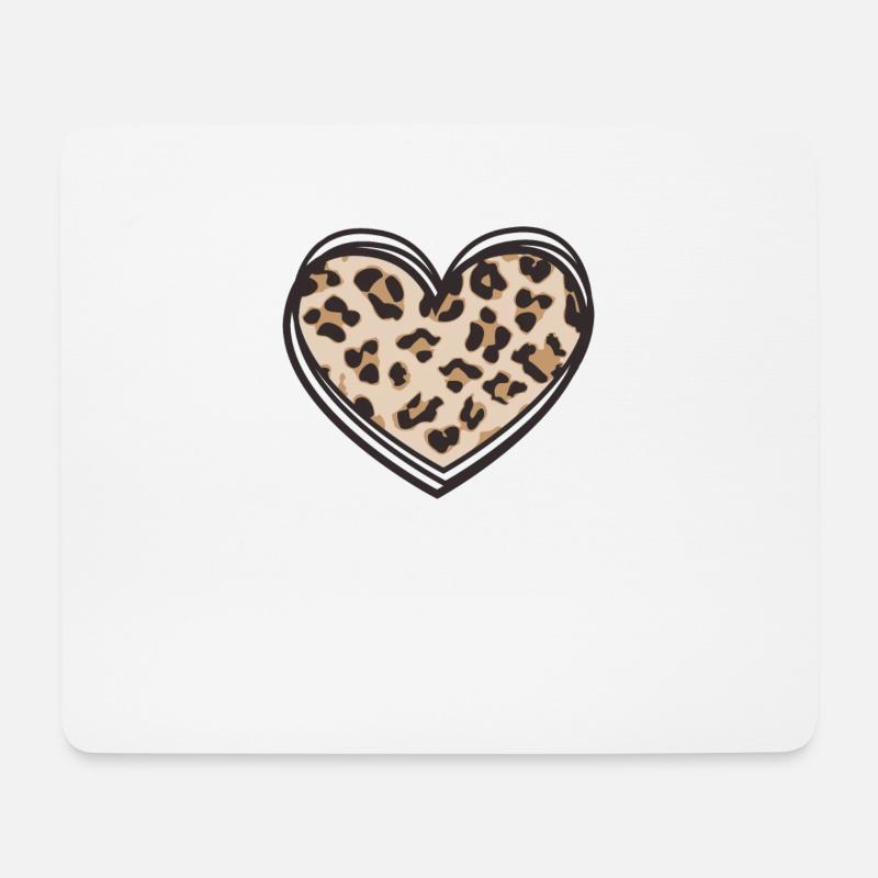 Leopard Print Valentinstag Herz - Mousepad (Querformat) - Weiß