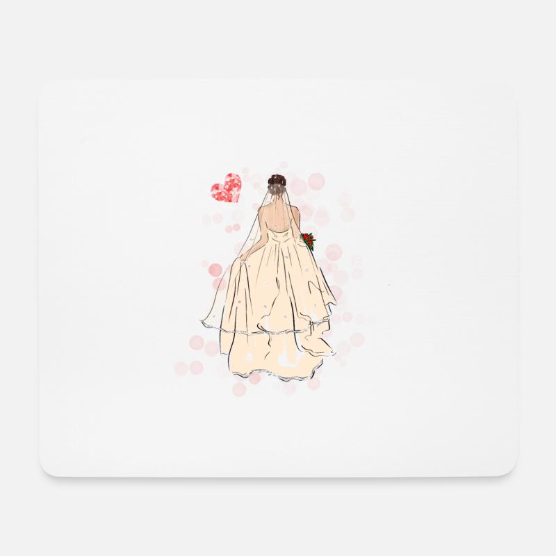 Braut in Brautkleid mit Schleier - Mousepad (Querformat) - Weiß