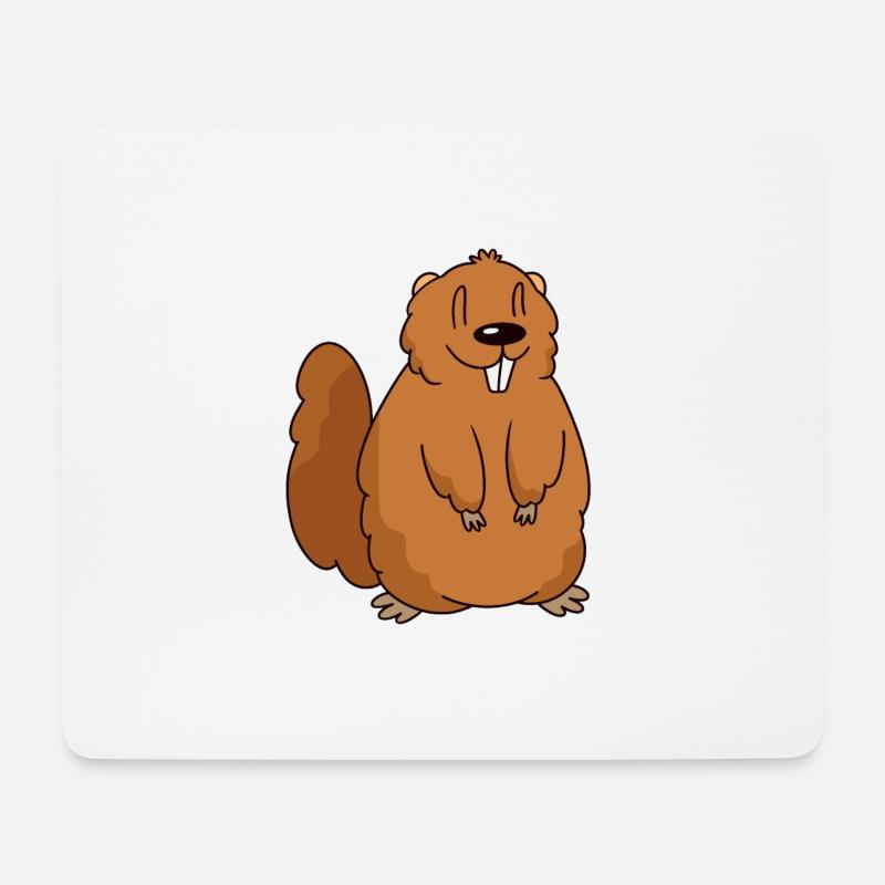 Lustiges Murmeltier lächelt comic look - Mousepad (Querformat) - Weiß
