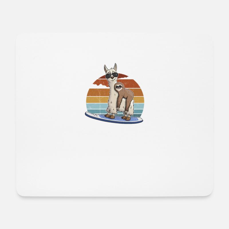 Surf Lama Faultier Stehpaddeln Stand Up Paddle SUP - Mousepad (Querformat) - Weiß