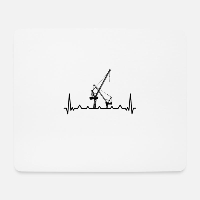 Cranes Heartbeat - Crane - Crane Operator - Construction Worker - Mouse Pad (horizontal) - white