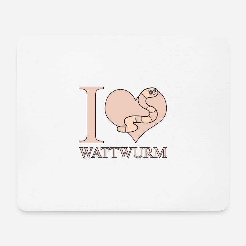 I liebe Wattwürmer - Mousepad (Querformat) - Weiß