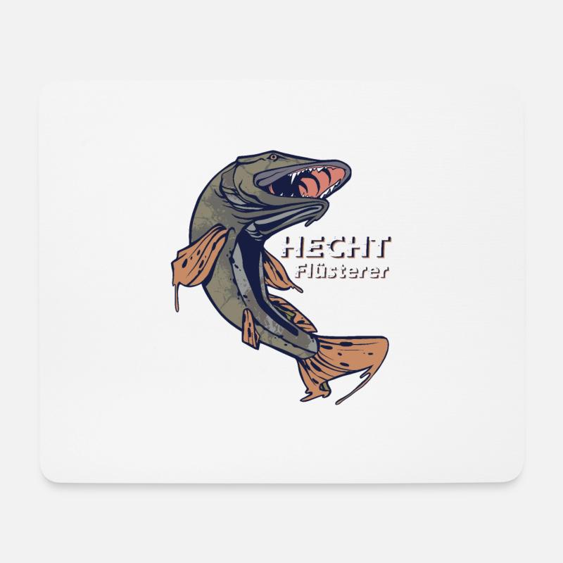 Hecht Flüsterer - Angler Geschenk Hechtangeln - Mousepad (Querformat) - Weiß