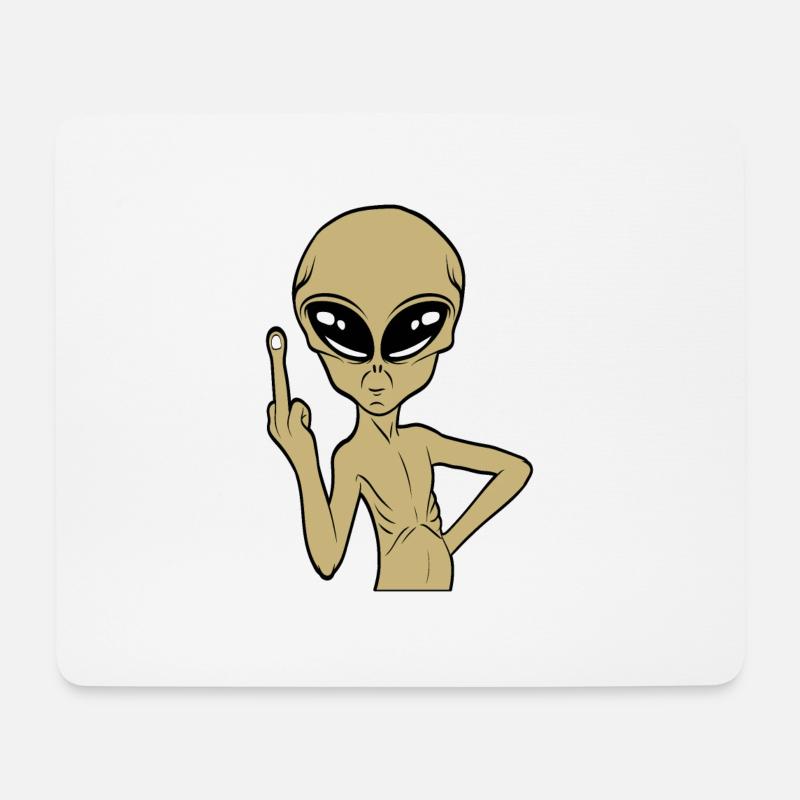 Lustiges Alien Mittelfinger Stinkefinger Tshirt - Mousepad (Querformat) - Weiß