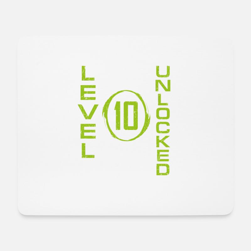 10 Jahre alter Gamer Boy Level 10 Unlocked 10th Birt - Mousepad (Querformat) - Weiß