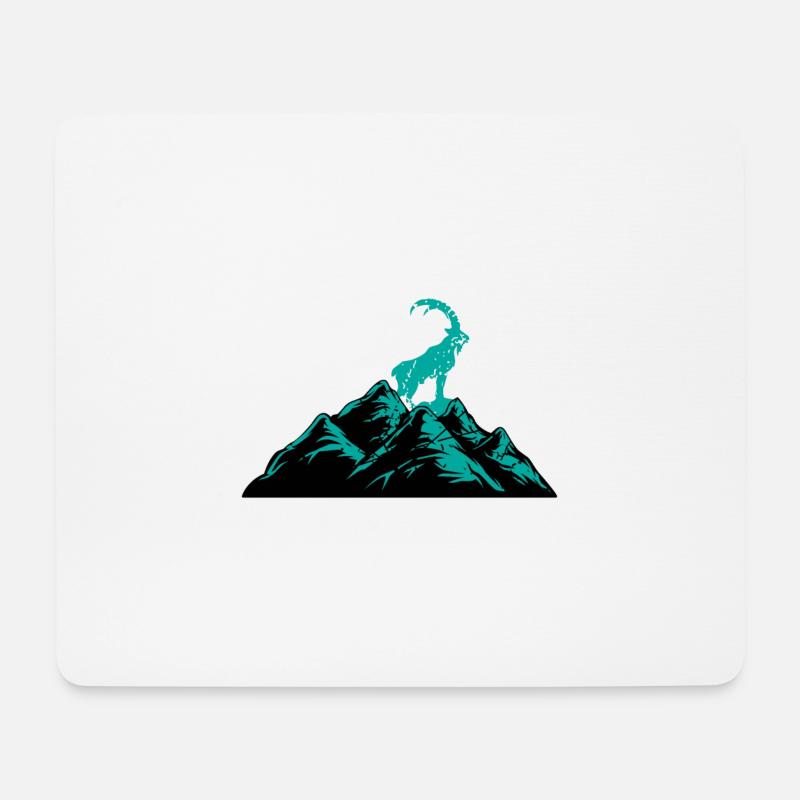 Steinbock Wandern Wanderer Berge Geschenk - Mousepad (Querformat) - Weiß