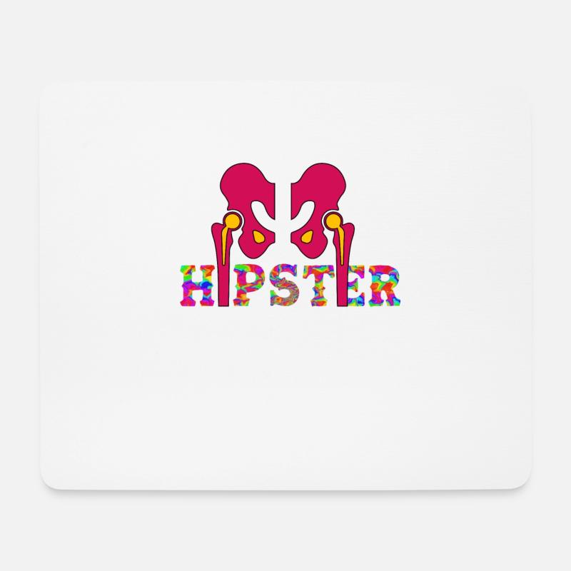 Funny Hipster HüftOP Design - Mousepad (Querformat) - Weiß