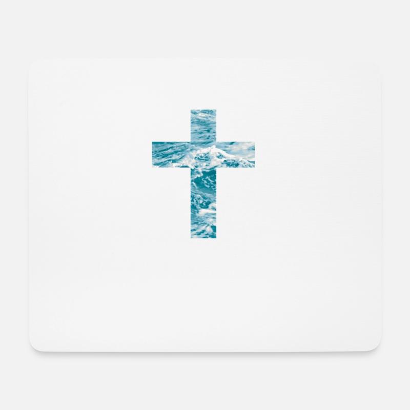 Living Water Christian Cross - Mousepad (Querformat) - Weiß