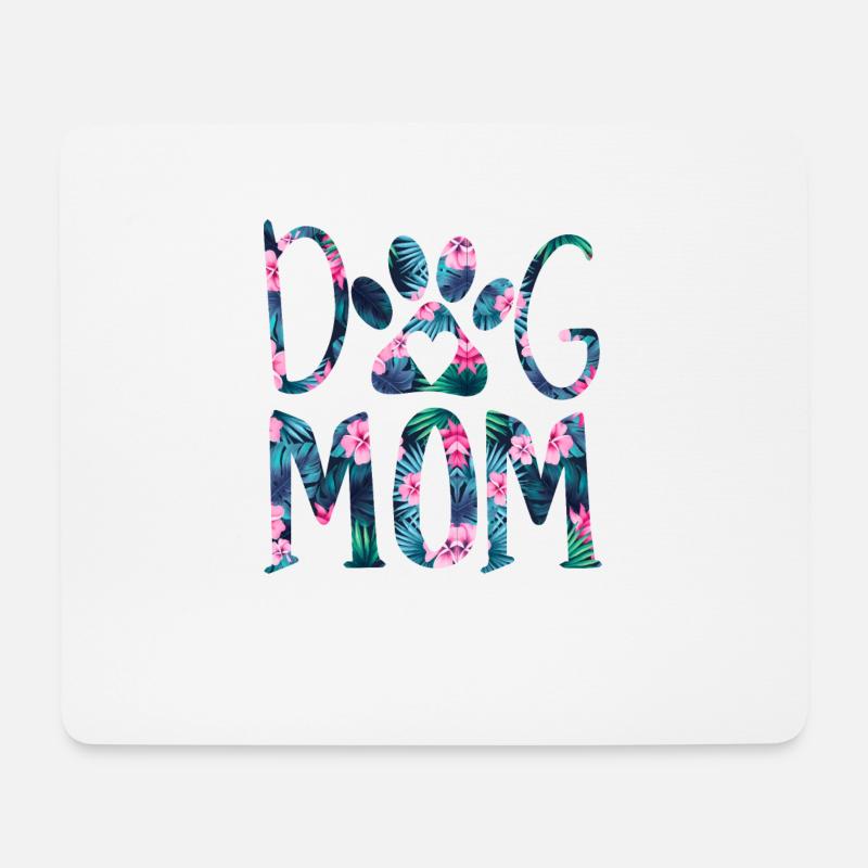 Dog Mom - Hunde Mama - Dog Mom Blumen Muster - Mousepad (Querformat) - Weiß