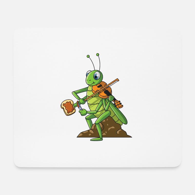 Geige Grille Geigenspieler Multitasking Brot - Mousepad (Querformat) - Weiß