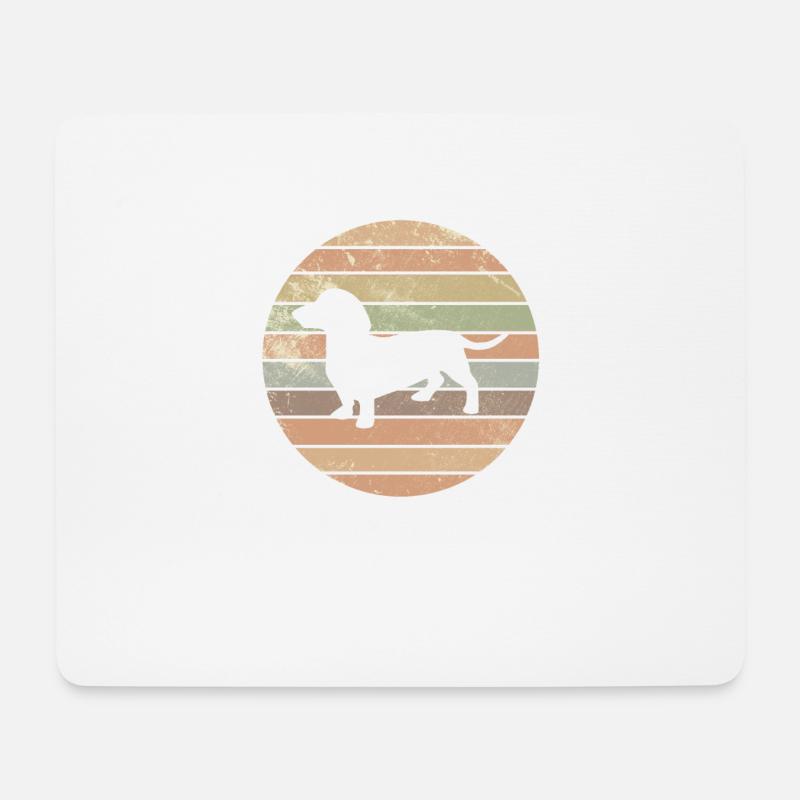 Dackel Dachshund Teckel Retro Hunde Geschenk - Mousepad (Querformat) - Weiß