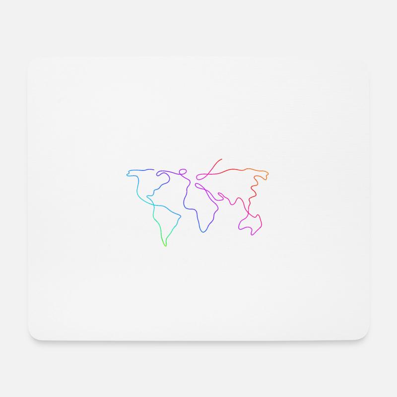 Weltkarte Line Art Urlaub bunt Kontinente Geschenk - Mousepad (Querformat) - Weiß