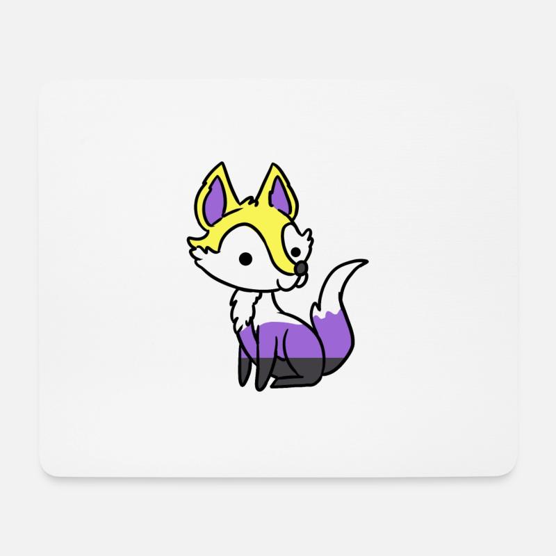Nonbinärer Fuchs Nonbinary Pride - Mousepad (Querformat) - Weiß