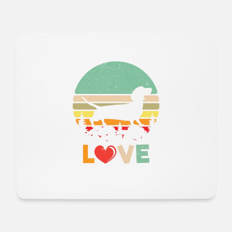 Retro Liebe Wiener Hund Shirt - Vintage Dackel Sh - Mousepad (Querformat) - Weiß