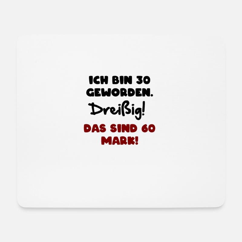 30. Geburtstag Zahl 30. Geburtstagskarte Geschenk - Mousepad (Querformat) - Weiß