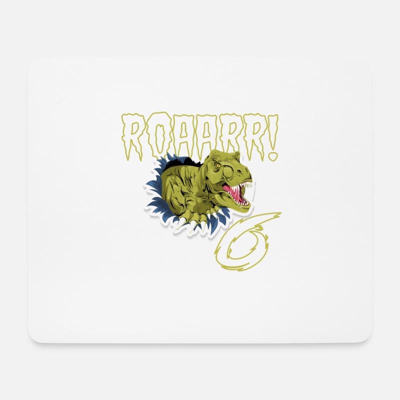 6. Geburtstag 6 Jahre Dino Saurier Dinosaurier - Mousepad (Querformat) - Weiß
