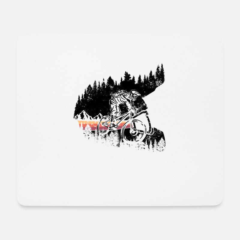 Downhill Helm Mountainbike Enduro Retro Geschenk - Mousepad (Querformat) - Weiß