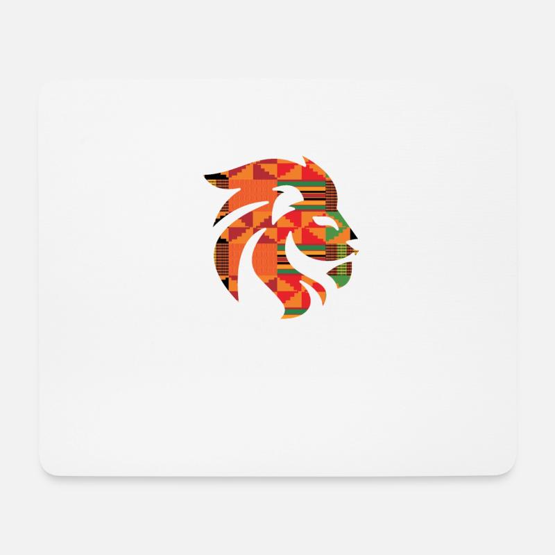 Afrikanischer Löwenkopf mit Ghana Kente Muster, Tier - Mousepad (Querformat) - Weiß