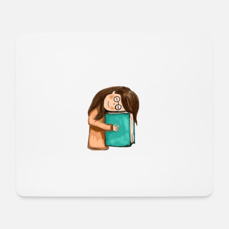 Buch, Bücher, kleines Mädchen mit einem Buch - Mousepad (Querformat) - Weiß