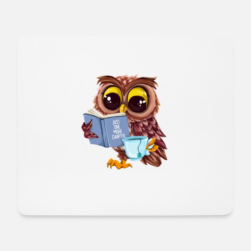 Süße Eule Liest Buch Und Trinkt Tee Leseratte Büch - Mousepad (Querformat) - Weiß