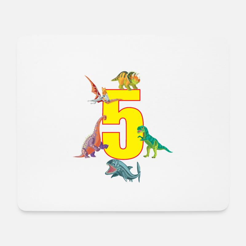 5. Geburtstag 5 Jahre Dino Saurier Dinosaurier - Mousepad (Querformat) - Weiß