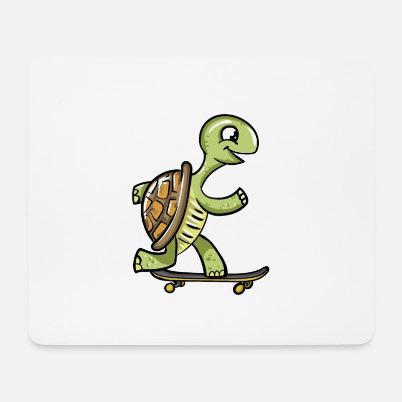 Skate Turtle - Mousepad (Querformat) - Weiß
