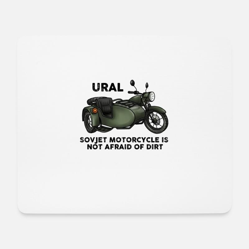 Ural Motorrad Moped Sowjet Gespann Geschenkidee - Mousepad (Querformat) - Weiß