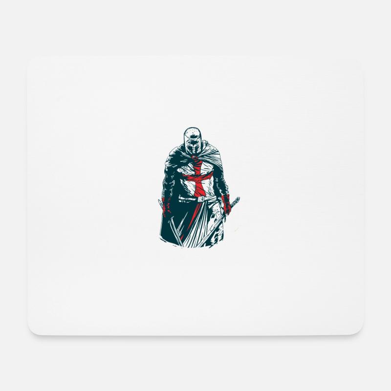 Ritter Tempelritter Vintage Retro T-Shirt - Mousepad (Querformat) - Weiß