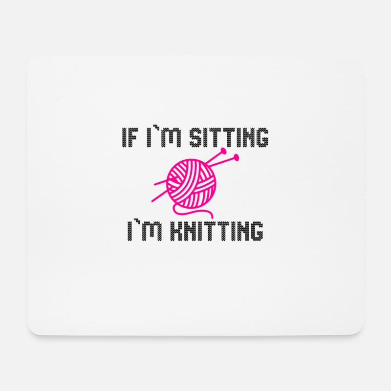 if im sitting im knitting - Mousepad (Querformat) - Weiß