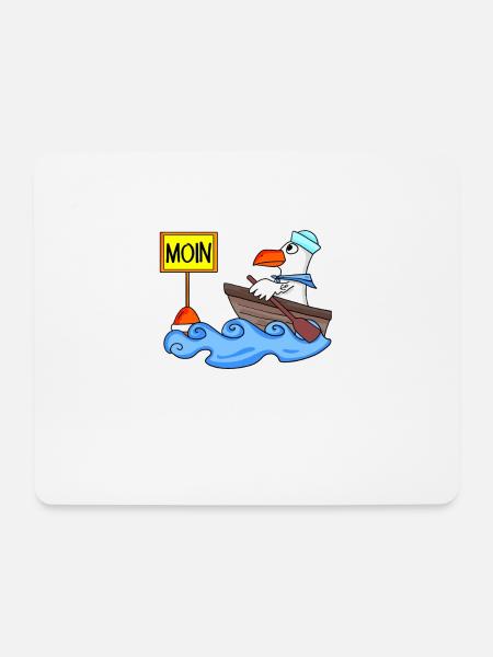 Moin Seemann Möwe Seemöwe Boot - Mousepad (Querformat) - Weiß