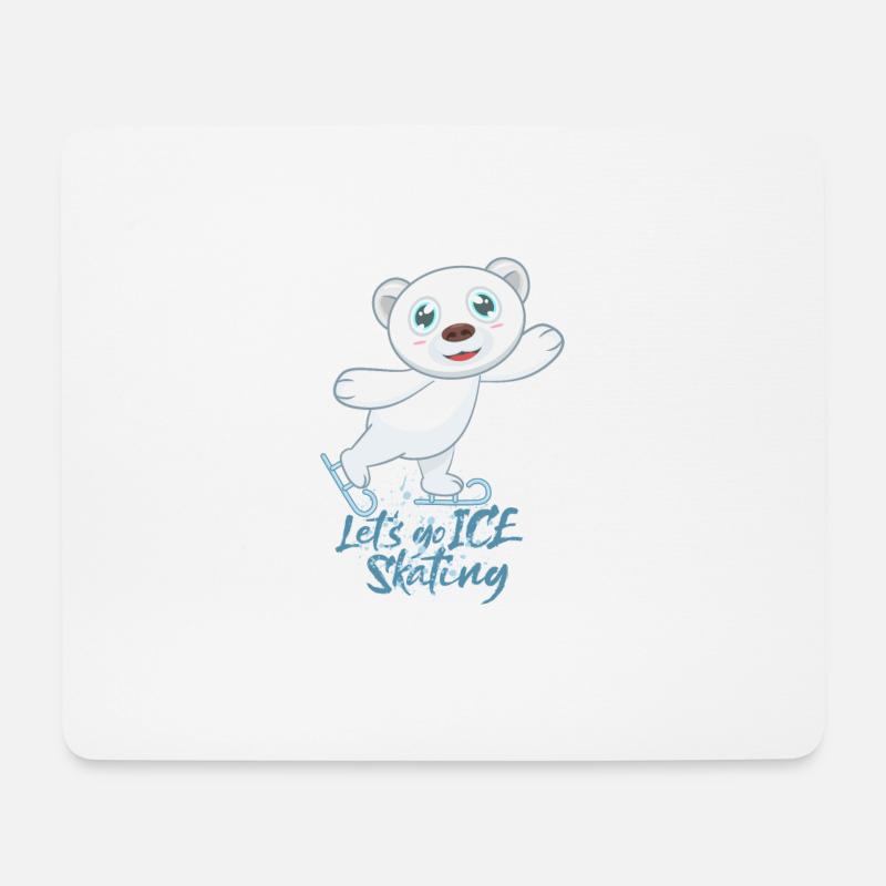 Eislaufen Schlittschuhe Eisbär - Mousepad (Querformat) - Weiß